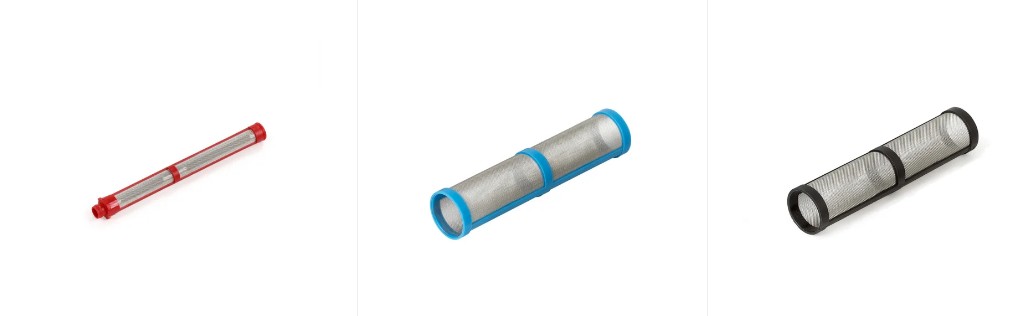 Pump inlet and gun filters for airless systems